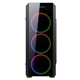 VeinX Gehäuse Mars MAR01A Mid Tower, ohne Netzteil, 3xUSB, transparente Seitenwand, 4xARGB Lüfter 120mm, schwarz - Unverpackt