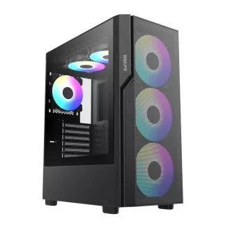 1stCOOL Gehäuse GAMER 5, Mid-Tower, AU, USB 3.0, USB-C, 2x 140 ARGB Lüfter, 1x 120 ARGB Lüfter, ohne Netzteil, schwarz 1stCOOL Gehäuse GAMER 5, Mid-Tower, AU, USB 3.0, USB-C, 2x 140 ARGB Lüfter, 1x 120 ARGB Lüfter, ohne Netzteil, schwarz