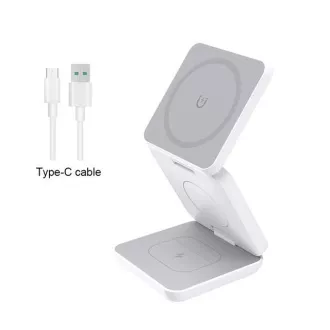 1stCOOL Kabelloses faltbares QI-Ladegerät 3in1, MagSafe, USB-C, Weiß