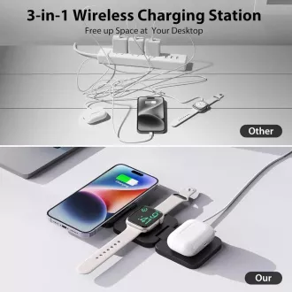 1stCOOL Kabelloses faltbares QI-Ladegerät 3in1, MagSafe, USB-C, Weiß