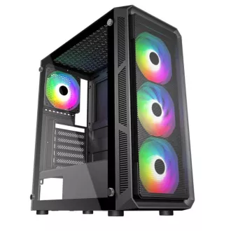 VeinX Gehäuse HERMES MESH Mid Tower, ATX, 1xUSB 3.0, 2xUSB 2.0, 4x ARGB Lüfter, ARGB Controller, schwarz