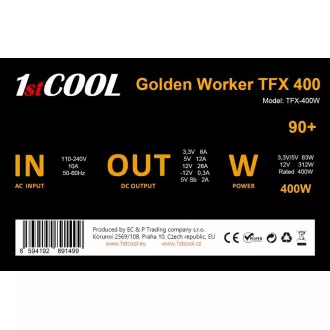 1stCOOL Netzteil Golden Worker TFX 400 88 , 400W, TFX, schwarz