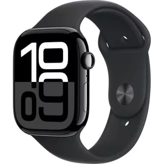 Apple Watch Series 10 GPS 42mm Jet Black Aluminium Gehäuse mit schwarzem Sportband - S/M Apple Watch Series 10 GPS 42mm Jet Black Aluminium Gehäuse mit schwarzem Sportband - S/M