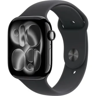 Apple Watch Series 11 GPS 42mm Jet Black Aluminium Gehäuse mit schwarzem Sportband - S/M Apple Watch Series 11 GPS 42mm Jet Black Aluminium Gehäuse mit schwarzem Sportband - S/M