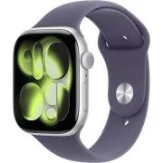 Apple Watch Series 11 GPS 42mm Silber Aluminium Gehäuse mit lila Nebel Sportband - S/M