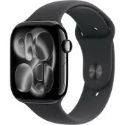Apple Watch Series 11 GPS 46mm Jet Black Aluminium Gehäuse mit schwarzem Sportband - S/M