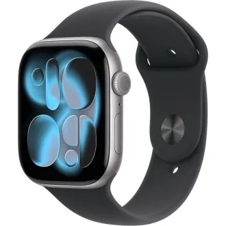 Apple Watch Series 11 GPS 46mm Space Grau Aluminium Gehäuse mit schwarzem Sportband - M/L Apple Watch Series 11 GPS 46mm Space Grau Aluminium Gehäuse mit schwarzem Sportband - M/L