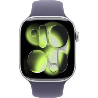 Apple Watch Series 11 GPS 46mm Silber Aluminium Gehäuse mit lila Nebel Sportband - S/M Apple Watch Series 11 GPS 46mm Silber Aluminium Gehäuse mit lila Nebel Sportband - S/M