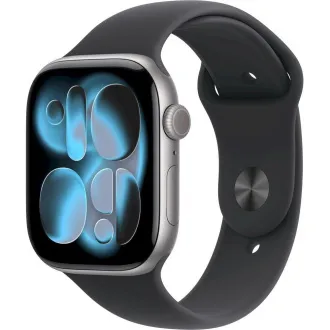 Apple Watch Series 11 GPS Cellular 46mm Space Grau Aluminium Gehäuse mit schwarzem Sportband - M/L Apple Watch Series 11 GPS Cellular 46mm Space Grau Aluminium Gehäuse mit schwarzem Sportband - M/L