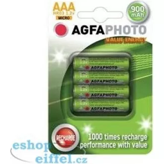 AgfaPhoto wiederaufladbare NiMH-Batterien AAA, 900mAh, Blister 4 Stk.