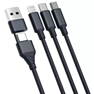 3mk Ladekabel - Hyper Cable 3in1 A/C zu C/Micro/Lightning 1.5m, schwarz