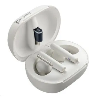 Poly Voyager Free 60 Bluetooth-Headset, BT700 USB-C-Adapter, Touch-Ladeetui, weiß Poly Voyager Free 60 Bluetooth-Headset, BT700 USB-C-Adapter, Touch-Ladeetui, weiß