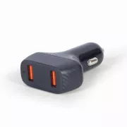 GEMBIRD Autoladegerät, 2x USB, Schnellladegerät, QC3.0, 36 W, schwarz