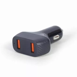 GEMBIRD Autoladegerät, 2x USB, Schnellladegerät, QC3.0, 36 W, schwarz