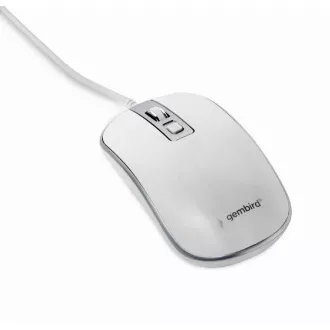 GEMBIRD Maus MUS-4B-06-WS, kabelgebunden, optisch, USB, weiß/silber