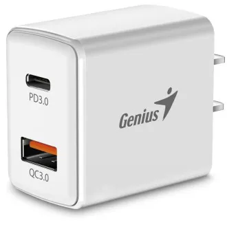 GENIUS PD-20AC Ladegerät, 20W, Schnellladung, USB-C PD3.0, USB-A QC3.0, weiß GENIUS PD-20AC Ladegerät, 20W, Schnellladung, USB-C PD3.0, USB-A QC3.0, weiß