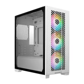 Cooler Master Gehäuse Elite 301, mATX, Transparentes Seitenteil, 3x 120mm ARGB Lüfter, Weiß