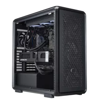 Cooler Master Gehäuse MasterFrame 600 Schwarz, Transparentes Seitenteil, ATX, 3x 140mm Lüfter, 1x 120mm Lüfter, Schwarz