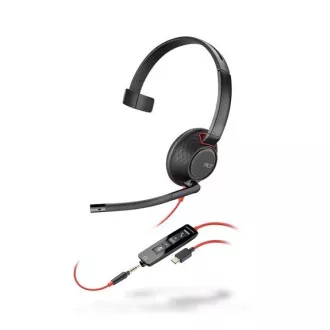 Poly Blackwire 5210 Headset, 3,5 mm Klinke   USB-C/A Adapter, mono