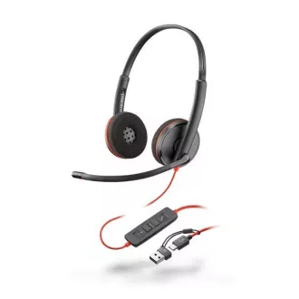 Poly Blackwire 3220 Headset, USB-C/A-Adapter, Stereo