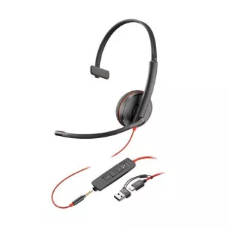 Poly Blackwire 3215 Headset, 3,5 mm Klinke   USB-C/A Adapter, mono