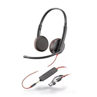 Poly Blackwire 3325 MS Teams Headset, 3,5 mm Klinke   USB-C/A Adapter, Stereo