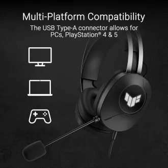 ASUS Headset TUF Gaming H1 GEN II, Kabelgebundenes Gaming-Headset, Schwarz ASUS Headset TUF Gaming H1 GEN II, Kabelgebundenes Gaming-Headset, Schwarz