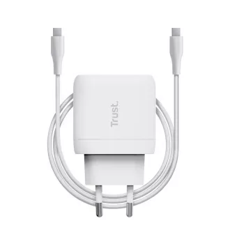 TRUST Ladegerät 45W Maxo, USB-C, Wandladegerät, 2m USB-C Kabel, weiß TRUST Ladegerät 45W Maxo, USB-C, Wandladegerät, 2m USB-C Kabel, weiß