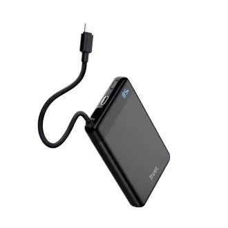 TRUST Powerbank Fiera, 10000 mAh, Mit Kabel, 2x USB-C, schwarz TRUST Powerbank Fiera, 10000 mAh, Mit Kabel, 2x USB-C, schwarz