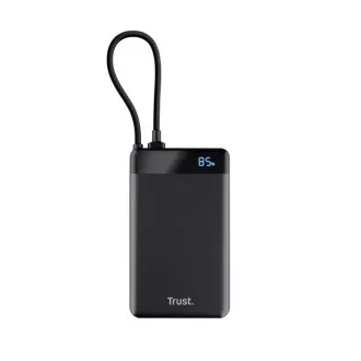 TRUST Powerbank Fiera, 10000 mAh, Mit Kabel, 2x USB-C, schwarz TRUST Powerbank Fiera, 10000 mAh, Mit Kabel, 2x USB-C, schwarz