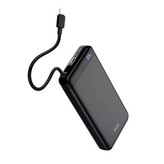 TRUST Powerbank Fiera, 20000 mAh, Mit Kabel, 2x USB-C, schwarz TRUST Powerbank Fiera, 20000 mAh, Mit Kabel, 2x USB-C, schwarz