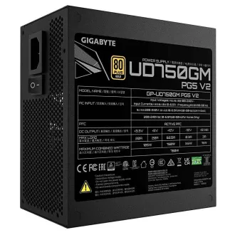 GIGABYTE Netzteil UD750GM PG5 V2, 750W, 120mm, voll modular, 80 Plus Gold, ATX 3.1