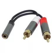 PremiumCord Kabel HQ Jack 3.5mm Buchse - 2x CINCH Stecker 15cm