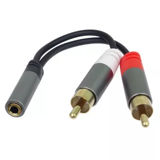 PremiumCord Kabel HQ Jack 3.5mm Buchse - 2x CINCH Stecker 15cm