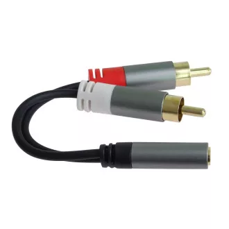 PremiumCord Kabel HQ Jack 3.5mm Buchse - 2x CINCH Stecker 15cm