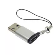 PremiumCord Adapter USB3.0 A Stecker - USB-C Buchse, silber mit Aufhängeschlaufe