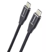 PREMIUMCORD Kabel USB-C M/M, 240W 480Mbps schwarz Baumwollgeflecht, 0, 5m