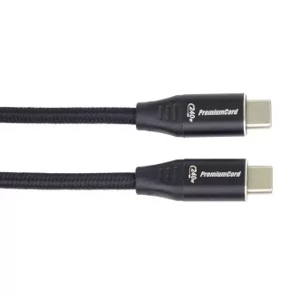 PREMIUMCORD Kabel USB-C M/M, 240W 480Mbps schwarzes Baumwollgeflecht, 1m
