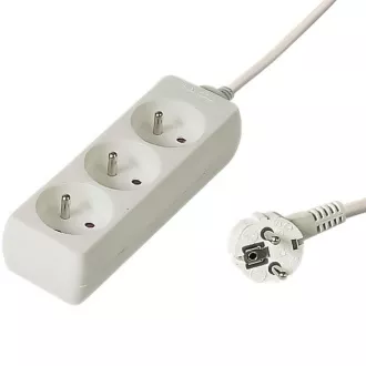 PREMIUMCORD Verlängerungskabel 230V 2m, 3 Steckdosen, weiß