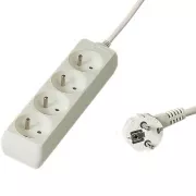 PREMIUMCORD Verlängerungskabel 230V 3m, 4 Steckdosen, weiß