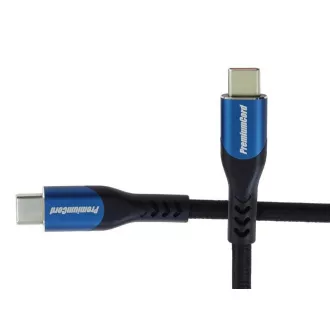 PremiumCord USB-C Kabel (USB 3.2 GEN 2x2, 5A, 100W, 20Gbit/s) 0, 5m, Baumwollgeflecht