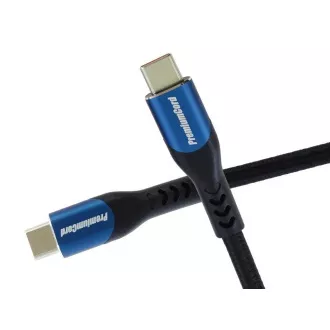PremiumCord USB-C Kabel (USB 3.2 GEN 2x2, 5A, 100W, 20Gbit/s) 1m, Baumwollgeflecht