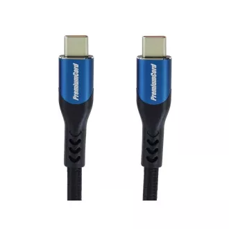 PremiumCord USB-C Kabel (USB 3.2 GEN 2x2, 5A, 100W, 20Gbit/s) 1m, Baumwollgeflecht