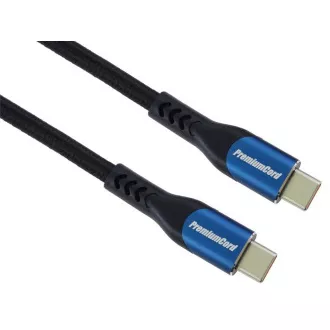 PremiumCord USB-C Kabel (USB 3.2 GEN 2x2, 5A, 100W, 20Gbit/s) 2m, Baumwollgeflecht PremiumCord USB-C Kabel (USB 3.2 GEN 2x2, 5A, 100W, 20Gbit/s) 2m, Baumwollgeflecht