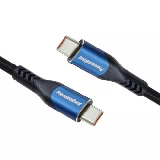 PremiumCord USB-C Kabel (USB 3.2 GEN 2x2, 5A, 100W, 20Gbit/s) 2m, Baumwollgeflecht PremiumCord USB-C Kabel (USB 3.2 GEN 2x2, 5A, 100W, 20Gbit/s) 2m, Baumwollgeflecht