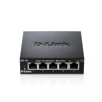 D-Link DES-105 5-Port 10/100 Metallgehäuse Desktop-Switch D-Link DES-105 5-Port 10/100 Metallgehäuse Desktop-Switch