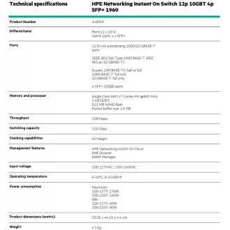 HPE Networking Instant On Switch 12p 10GBT 4p SFP 1960 (JL805A) HPE Networking Instant On Switch 12p 10GBT 4p SFP 1960 (JL805A)