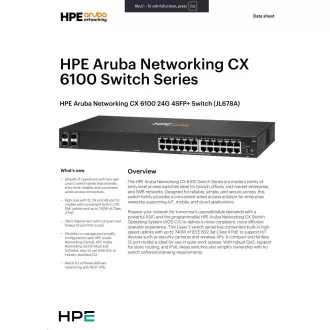 HPE Aruba Networking CX 6100 24G 4SFP Switch JL678A RENEW HPE Aruba Networking CX 6100 24G 4SFP Switch JL678A RENEW