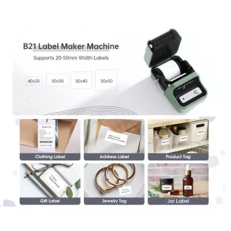 Niimbot Etikettendrucker B21S Smart, grün Etikettenrolle 210 Stk. Niimbot Etikettendrucker B21S Smart, grün Etikettenrolle 210 Stk.