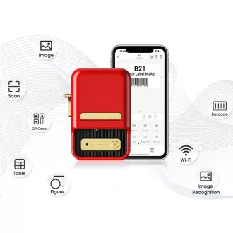 Niimbot Etikettendrucker B21S Smart, rot   Etikettenrolle 210 Stk.